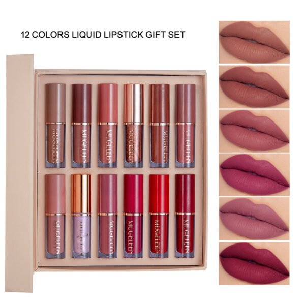 12-color book lip gloss suit matte pearlescent non-stick cup lip glaze lipstick wholesale